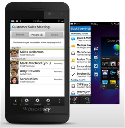 Social Integration Get the latest info on the people who matter most with the smart and socially integrated BlackBerry Hub, calendar, and contacts.