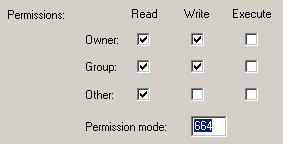 To check or change permissions, right click on the file and select Properties. All FILEs should have Permission Mode 664. Everyone can only read. You and your group can read and write.