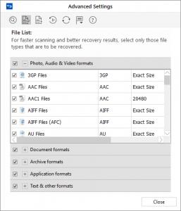 4. From the options displayed, select required settings. 3.5.2. Selecting File Format File types give information about the type of le such as video, audio and its extension.