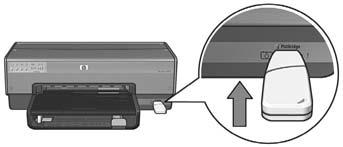 4. With the printer powered on, plug the Wireless Network Key into the PictBridge USB port on the front of the printer. English 5. Wait for the printer lights to flash simultaneously three times. 6.