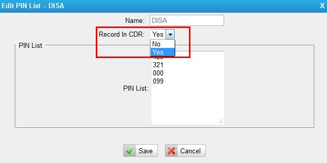 Path: PBX Advanced Settings PIN Settings All the passwords for outbound routes, PIN user and DISA are managed in "PIN Settings".