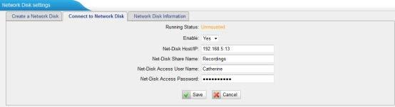 Added "Network Disk settings", in which Network Disk can be configured to store recording files.