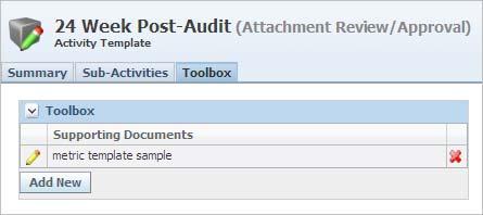 Activity Templates 4. Click the edit icon ( ). The row displays in edit mode. 5. Determine if the parent activity s workflow status requirements are dependent on this sub-activity. a. Click Yes for the Activity workflow dependent on this activity?