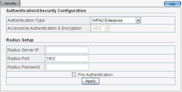 7 WPA2 Enterprise This security mode is used when a RADIUS server is connected to ZEW3003.