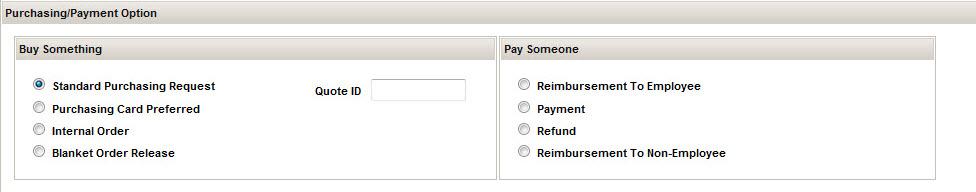 If you have received a quotation for the purchase, enter the quote number in the Quote ID field.