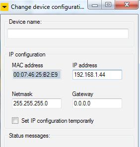 FEN20 IP Address Setup Complete setup by clicking button The Service tool immediately shows newly assigned IP address.