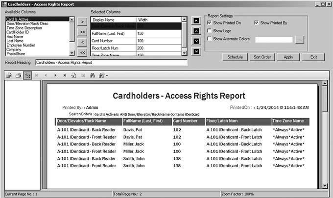 4.1 Cardholder Reports The Cardholder - Access Rights report is useful to view details on which cardholders can access which racks. Expand the Cardholders category shown in Figure 4.