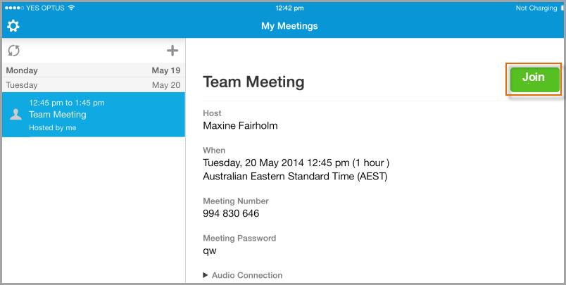 Tap Leave Meeting. Join a Meeting (participant) 1.