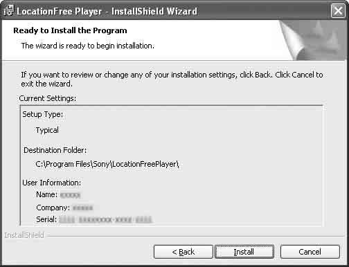 7 Verify the installation settings, and then click [Install].