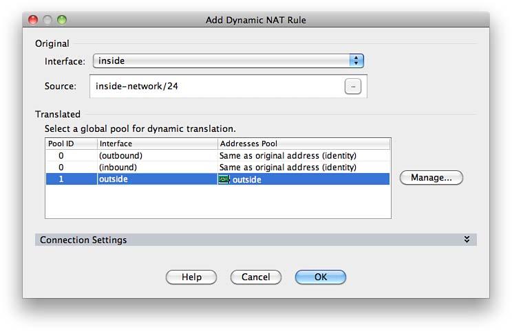 [ 43 ] Adding a Dynamic NAT Rule with ASDM Static NAT translations provide a one-to-one translation of IP addresses. A dynamic NAT rule creates a one-to-many translation of IP addresses.