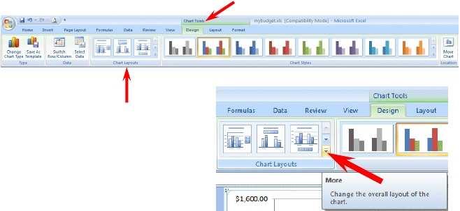 Chart Tools Make sure that you can still see the Chart Tools Tab/Ribbon. If not, click the Chart Tools Tab.