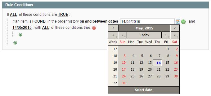All underlined values in the Rule Conditions tab can be modified by clicking on them.
