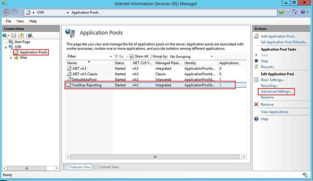 Set up application pool user 1. Open the IIS Manager. 2.