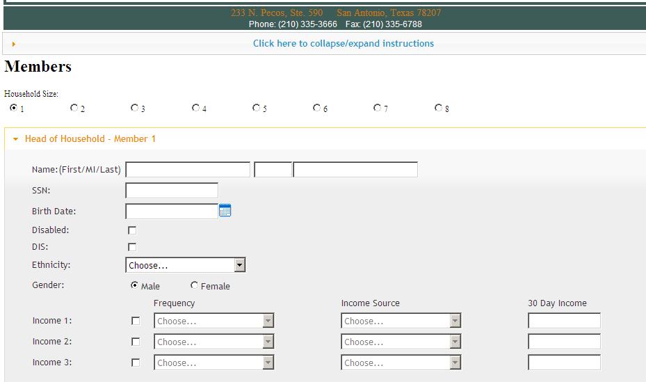 Members The Members section allows the user to enter the prospective client s social security number along with any additional demographics for each member.