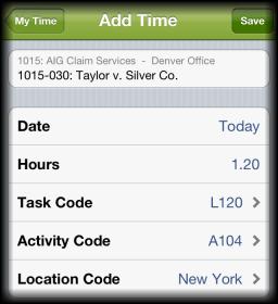 Support for Location Codes or Time Activity In addition to UTBMS Task and Activity codes, you can