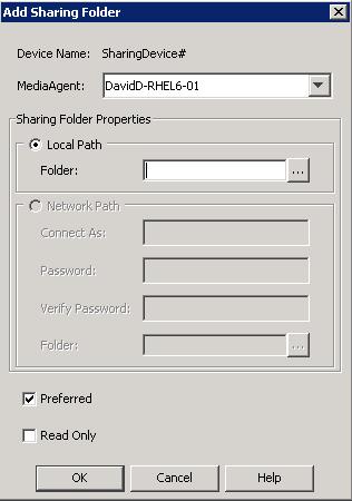 Select the name of MediaAgent accessing this mount path Linux MediaAgent can only select local path Windows MediaAgent can select both local and network path Agents.