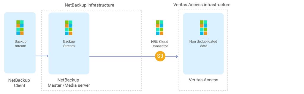 Veritas Access integration with NetBackup Use cases for long-term data retention 11 Figure 1-4 Backup data stored in non-deduplicated format on the NetBackup server as primary backup Use Case 4: