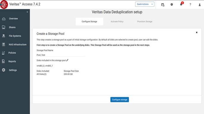 Configuring Veritas Data Deduplication with Veritas Access Configuring Veritas Data Deduplication using the