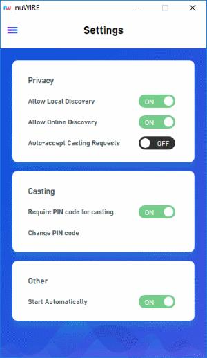 Privacy Allow Local Discovery Your device will be visible to other nuwire ready devices on the local network. You can cast to local devices with or without signing in to your account.