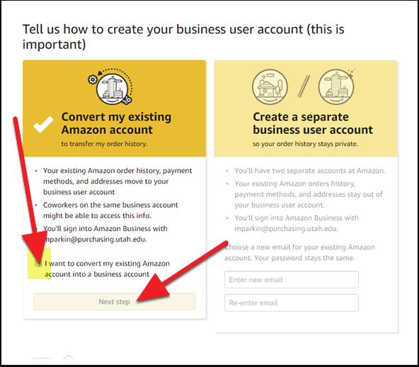 Scenario B: You DO have an existing Amazon.com account with your University email which you want to retain as your business account in UShop.