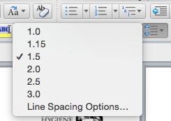 To change the line spacing click on the HOME tab and then click on the line spacing button and select 1.5 from the list. Paragraph spacing Word has the capacity to set paragraph spacing.