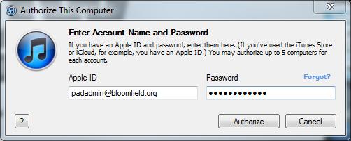 Authorize a Syncing Computer The first time you log into your district Apple ID on your syncing computer you will need to authorize the computer to be able to sync Apps you have purchased from the