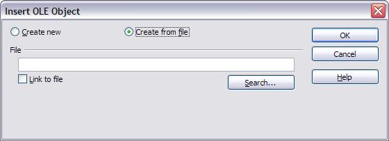 Inserting other objects 4) Click Search, select the required file in the file picker window, then click Open. A section of the inserted file is shown on the slide.