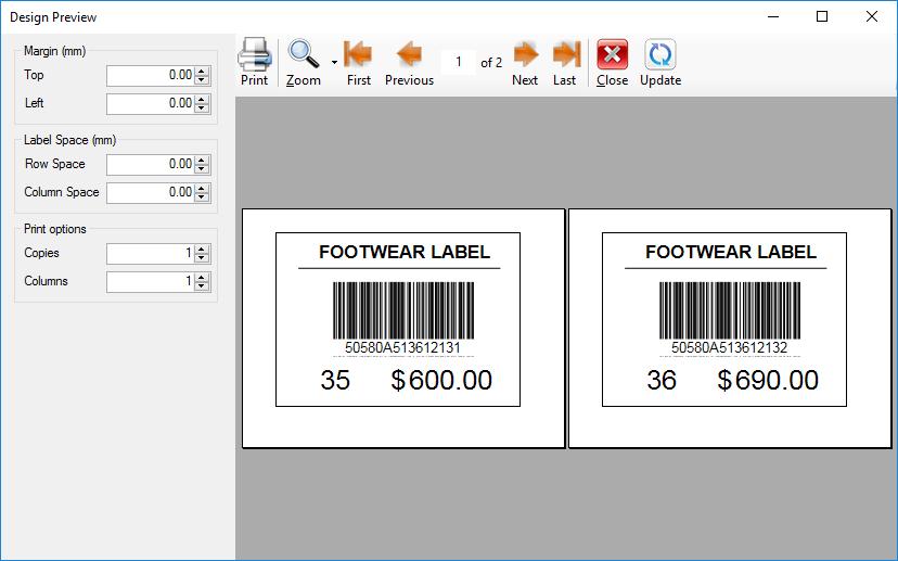 According to your Excel rows, labels will be distributed. If the page size larger than labels you can customize the labels distributions by changing Copies and Columns of Print Options.