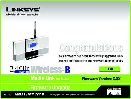 linksys.com. 2. Click the Products tab and select the appropriate product category. 3. Select the Wireless-B Media Link. 4. Download its firmware upgrade file, and extract it on your PC. 5.