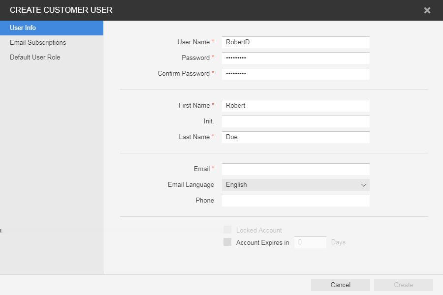 In the Administration area, click Users. 3. In the Users area, in the Customer list, select the required customer. 4.
