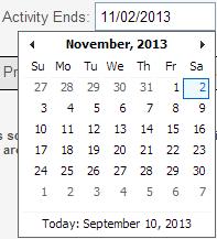 Click on the calendar icon to the right of the empty box to select the date your activity or travel begins. 24.