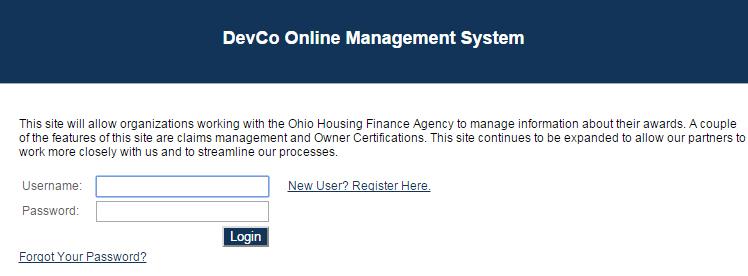 I. ACCESSING AND REGISTERING IN DEVCO DevCo Online is an online database that allows for the management of compliance properties & applications for allocations.