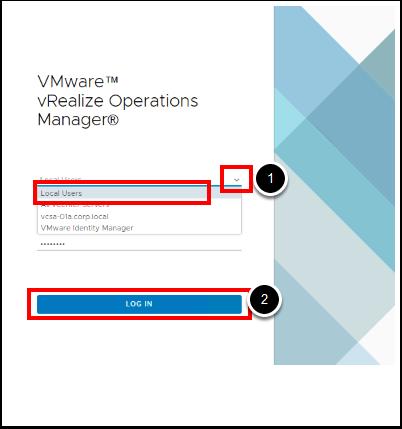 Log in to vrealize Operations 1.