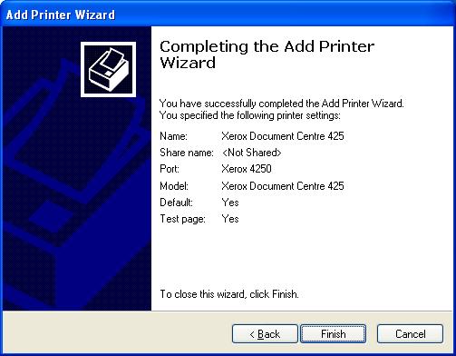Figure 62 Completing the Add Printer Wizard User Account Configuration User passwords and accounts require modification. 1. Right-click on My Computer and select Manage. 2.