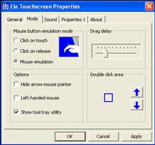 Mouse button emulation mode Mouse Emulation b. Options Show tool tray utility c.