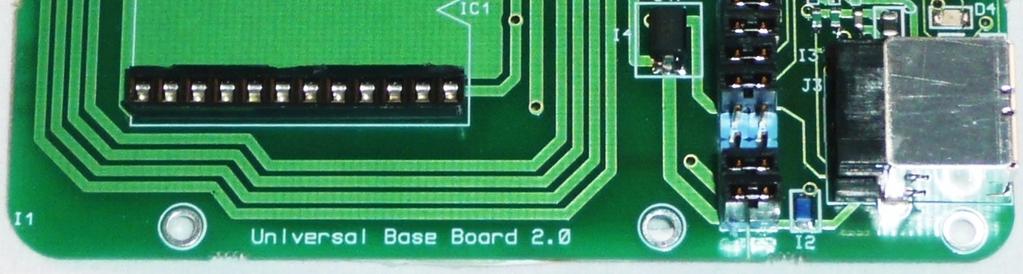 The Board is also scored along the centre line of the 14-way, 2-row header pins so that the PCB can be broken in half to separate the RFID circuit from the USB interface circuit.