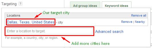 If you don't remove the country as mentioned above you will find that your searches will also combine the data from the entire country which defeats the purpose. Step 3: Add your target location i.e. city / cities Under the targeting area, make sure to add the cities you want to focus on.