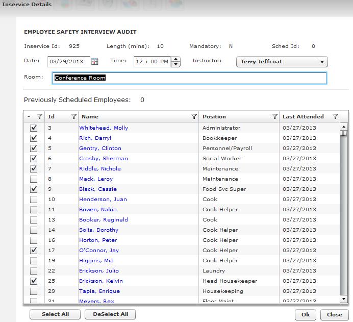 Figure 14 - Inservice Details - Add New 5.0 Scheduling Screen The Scheduling screen allows you to view the Inservice Calendar in Daily, Weekly or Monthly format.