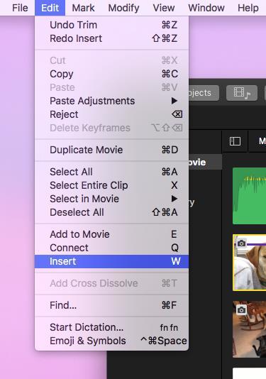 25. Add a clip into the middle of another clip without splitting the clip first by