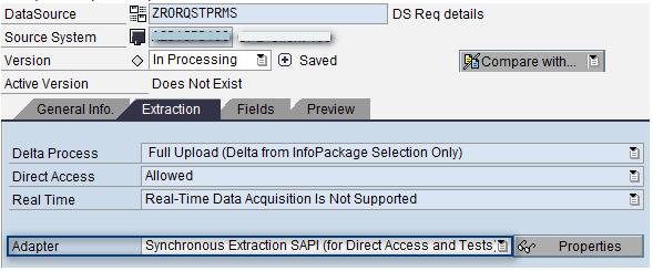 Tests) in Adaptor drop down of Data source Extraction menu as shown in the below.