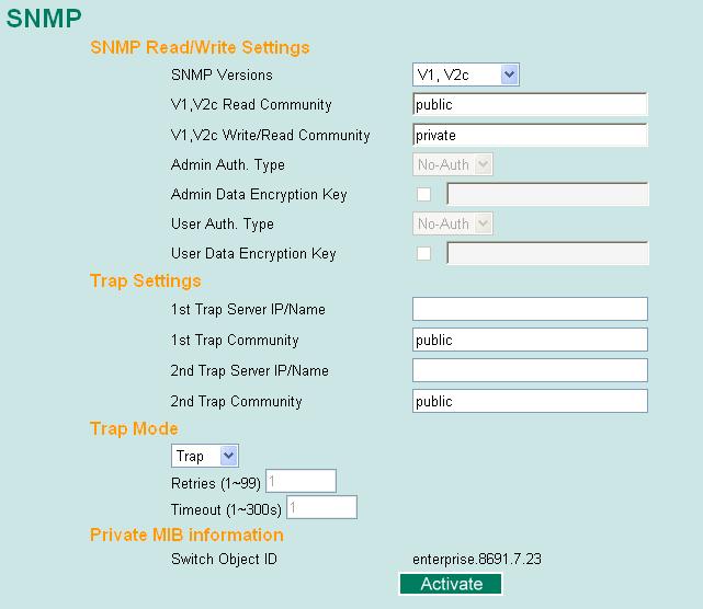 Supported SNMP security modes and levels are shown in the following table. Select the security mode and level that will be used to communicate between the SNMP agent and manager.
