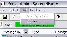 SELECT CNC This command defines the name of the CNC to be used for the connection EDIT Clear message Refresh This command deletes the messages
