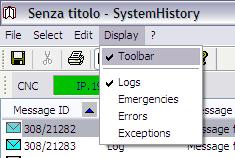 This command refreshes the list of messages DISPLAY Toolbar This command enables/disables the toolbar display.