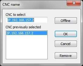 If the ProcessController has been configured for a single connection, the selection panel is as follows: Permits selection of the CNC to be connected to the network.