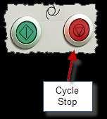Cycle Stop button on the OPENconsole panel. The button could be black. Cycle Stop button on the COMPACT OPENconsole panel.