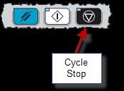 if JOG RETURN is in "Manual" mode, keep Cycle Start pressed until the "AXIS ON PROFILE" message appears; this indicates that the axis return move has been completed.