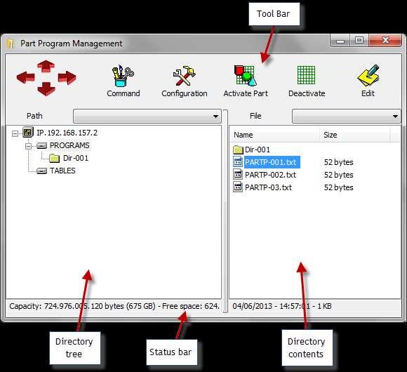 6. Part Program Management The OPENcontrol CNC has an ambient dedicated to the part program file management, that can be distributed in several directories.
