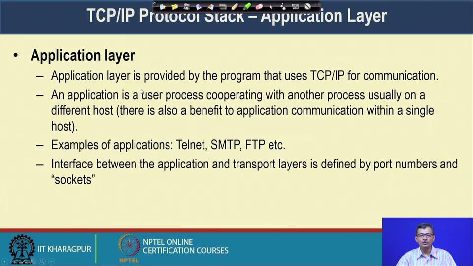 (Refer Slide Time: 03:00) So, again what are the basic philosophy that application layer is provided by the program that uses TCP IP communication.