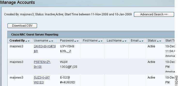 Multiple Guest Accounts Click the underlined link of the Bulk account ID you have created to go to the Manage Accounts page for the bulk-created accounts as shown in Figure 17-16.
