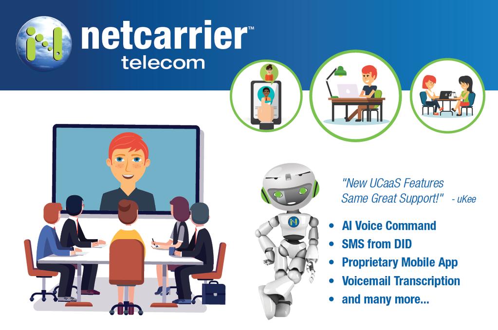 AI Voice Command SMS from DID Mobile App Voicemail Transcription Many More Connect Collaborate Communicate ncloud PBX Features: Fax from User portal Conference bridge management Phone presence